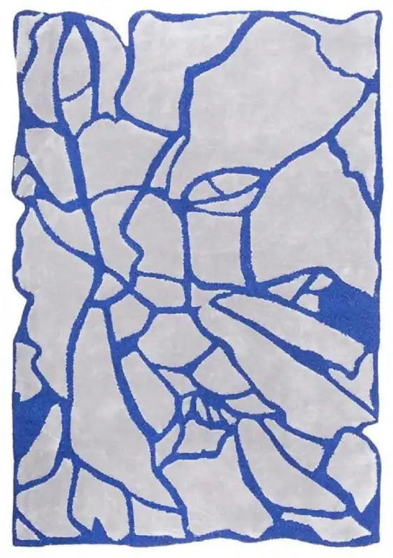 Casa Padrino Luxus Teppich Grau / Blau 160 x 230 cm - Rechteckiger Wohnzimmer Teppich - Moderner Schlafzimmer Teppich - Luxus Interior - Luxus Qualität Preis Gesenkt
