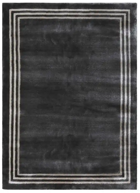 Casa Padrino Luxus Viskose Teppich Schwarz / Grau 160 x 230 cm - Rechteckiger Wohnzimmer Teppich - Moderner Schlafzimmer Teppich - Luxus Interior - Luxus Qualität Schnäppchen