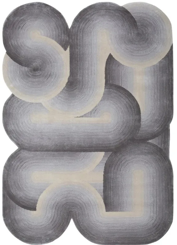 Super-Preis Casa Padrino Luxus Teppich Grau / Schwarz / Creme 160 x 230 cm - Rechteckiger Welliger Wohnzimmer Teppich - Schlafzimmer Teppich - Luxus Interior - Luxus Qualität