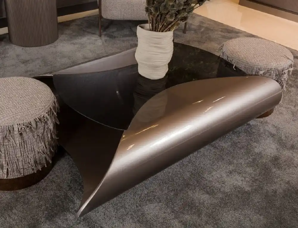 Top-Seller Casa Padrino Luxus Designer Couchtisch Grau / Schwarz 140 x 90 x H. 35 cm - Wohnzimmertisch mit Glasplatte - Wohnzimmer Möbel - Hotel Möbel - Luxus Designer Möbel - Luxus Kollektion