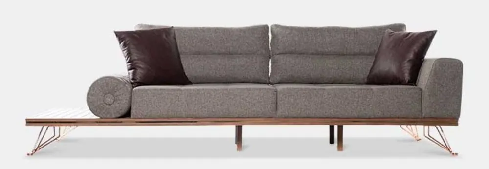 Casa Padrino Luxus Sofa Grau / Braun / Kupfer 270 x 100 x H. 65 cm - Wohnzimmer Sofa mit verstellbaren Rückenlehnen - Wohnzimmer Möbel - Hotel Möbel - Luxus Möbel Ausverkauf