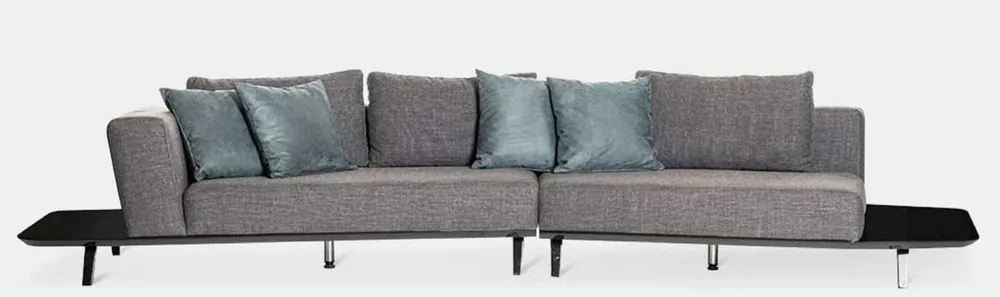 Jetzt Kaufen Casa Padrino Luxus Sofa Grau / Schwarz 357 x 120 x H. 65 cm - Gebogenes Wohnzimmer Sofa - Hotel Sofa - Wohnzimmer Möbel - Hotel Möbel - Luxus Möbel - Luxus Einrichtung