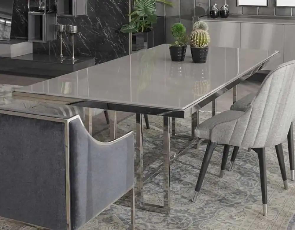 Top-Angebot Casa Padrino Luxus Esstisch Grau / Silber 210 x 105 x H. 75 cm - Rechteckiger Küchentisch - Esszimmer Möbel - Küchen Möbel - Luxus Möbel - Luxus Einrichtung