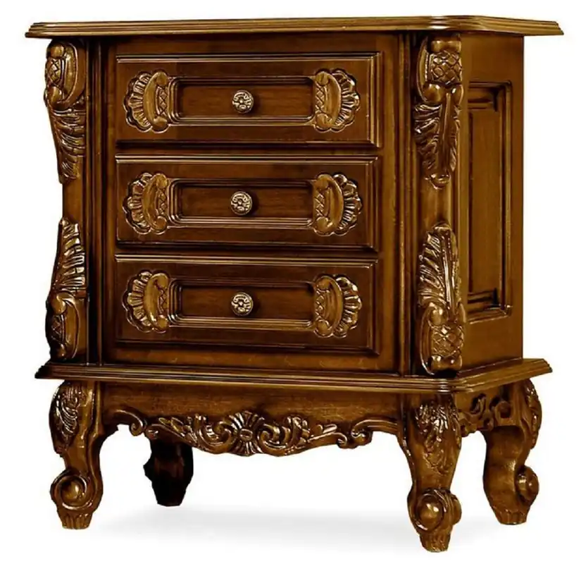 Casa Padrino Luxus Barock Nachtkommode Dunkelbraun - Prunkvoller Barock Nachttisch mit 3 Schubladen - Luxus Schlafzimmer Möbel im Barockstil - Barock Möbel - Barock Einrichtung Kracherpreis
