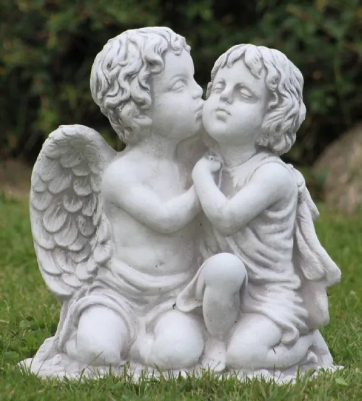 Bestseller Casa Padrino Jugendstil Deko Skulptur 2 Engel Grau 45 x 25 x H. 39 cm - Elegante Deko Stein Figur - Garten Deko - Barock & Jugendstil Deko Accessoires