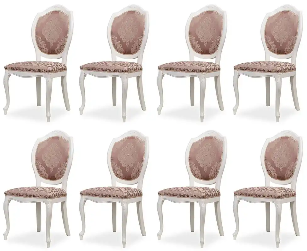 Nur Für Kurze Zeit Casa Padrino Luxus Barock Esszimmer Stuhl 8er Set Lila / Beige / Weiß - Barockstil Küchen Stühle - Prunkvolle Luxus Esszimmer Möbel im Barockstil - Edel & Prunkvoll