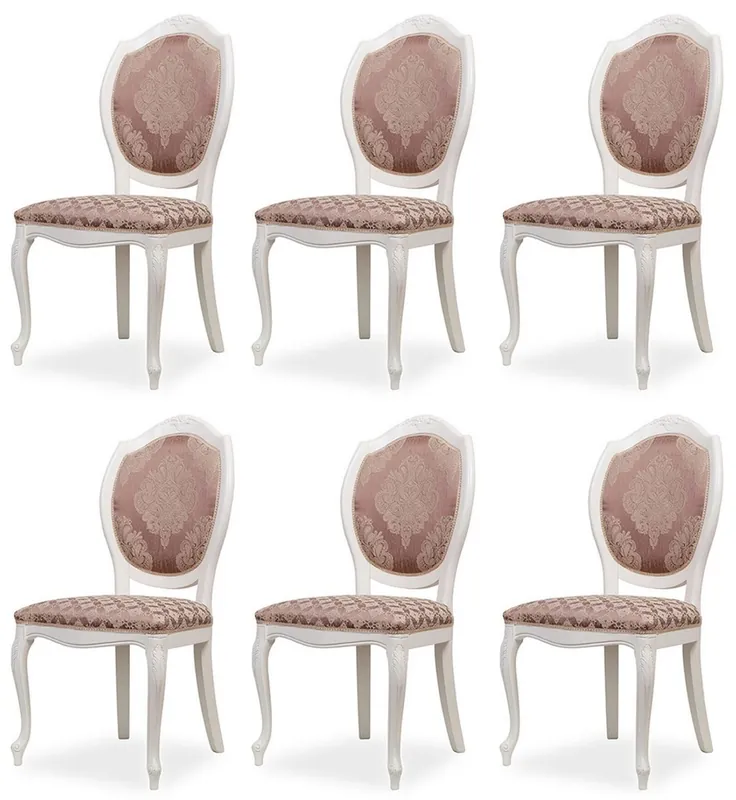 Online Kaufen Casa Padrino Luxus Barock Esszimmer Stuhl 6er Set Lila / Beige / Weiß - Barockstil Küchen Stühle - Prunkvolle Luxus Esszimmer Möbel im Barockstil - Edel & Prunkvoll