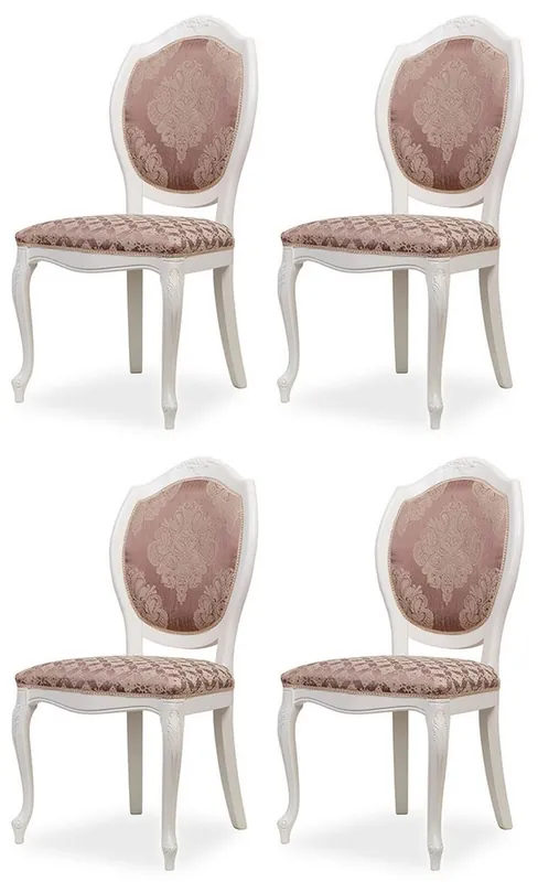 Casa Padrino Luxus Barock Esszimmer Stuhl 4er Set Lila / Beige / Weiß - Barockstil Küchen Stühle - Prunkvolle Luxus Esszimmer Möbel im Barockstil - Edel & Prunkvoll Preisknaller