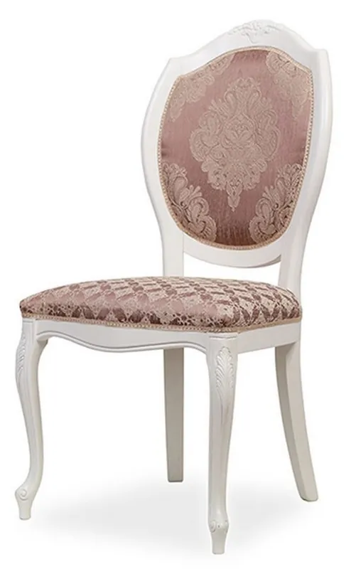 Casa Padrino Luxus Barock Esszimmer Stuhl Lila / Beige / Weiß - Barockstil Küchen Stuhl - Prunkvolle Luxus Esszimmer Möbel im Barockstil - Barock Möbel Sale