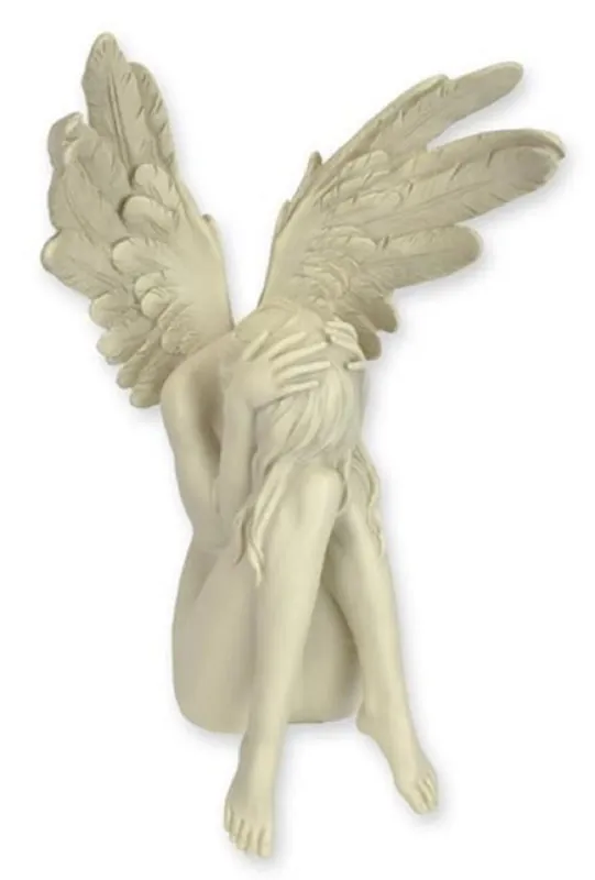 Begrenztes Angebot Casa Padrino Kunstharz Dekofigur Engel Creme 12,1 x 19,8 x H. 30,7 cm - Elegante Kunstharz Deko Skulptur - Schreibtisch Deko - Wohnzimmer Deko