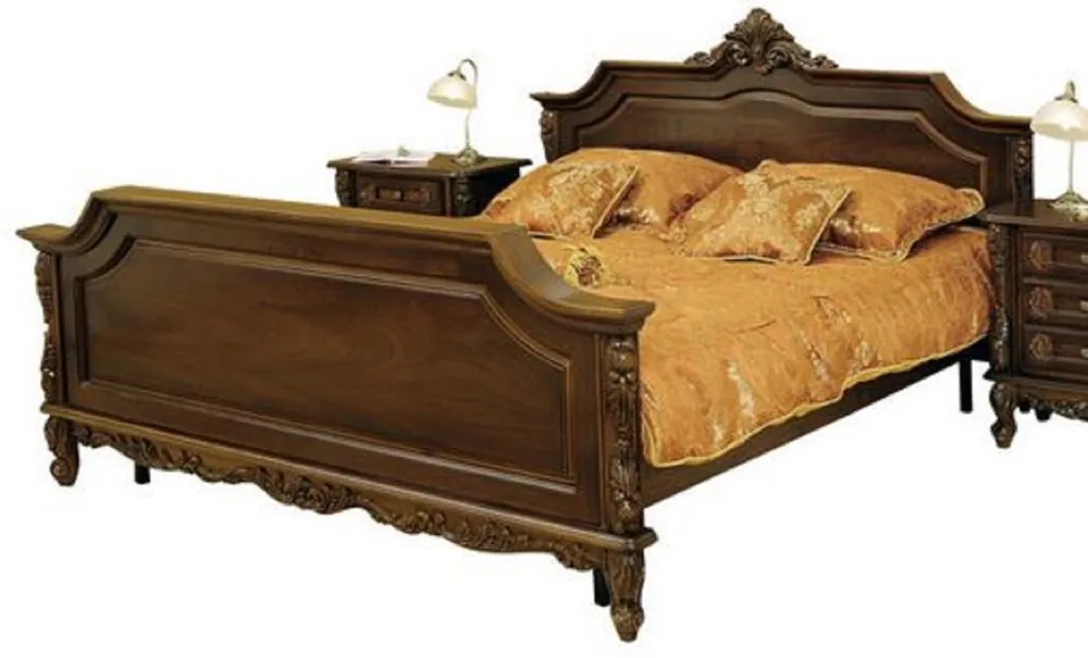 Sonderaktion Casa Padrino Luxus Barock Doppelbett Dunkelbraun - Prunkvolles Massivholz Bett - Luxus Schlafzimmer Möbel im Barockstil - Barock Schlafzimmer Möbel - Edel & Prunkvoll