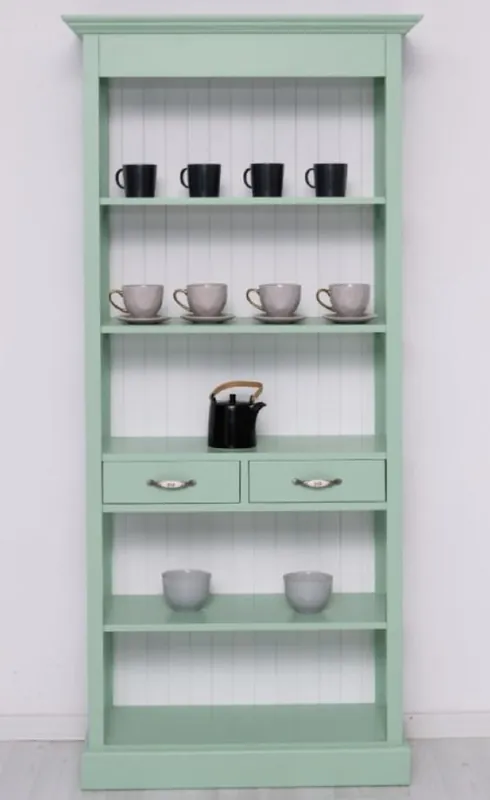 Highlight Casa Padrino Landhausstil Schrank Mintgrün / Weiß 91 x 39 x H. 197 cm - Landhausstil Esszimmer Schrank - Massivholz Möbel - Landhausstil Shabby Chic Möbel
