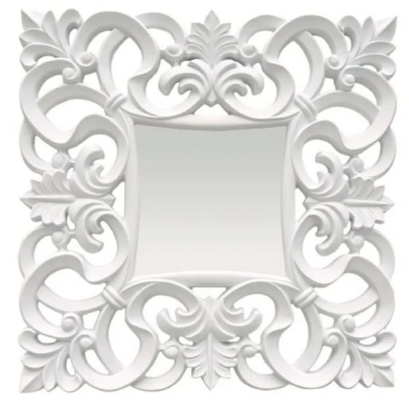 Casa Padrino Barock Spiegel Weiß 76 x H. 76 cm - Quadratischer Wandspiegel im Barockstil - Prunkvoller Antik Stil Garderoben Spiegel - Barock Interior - Barock Möbel Sale