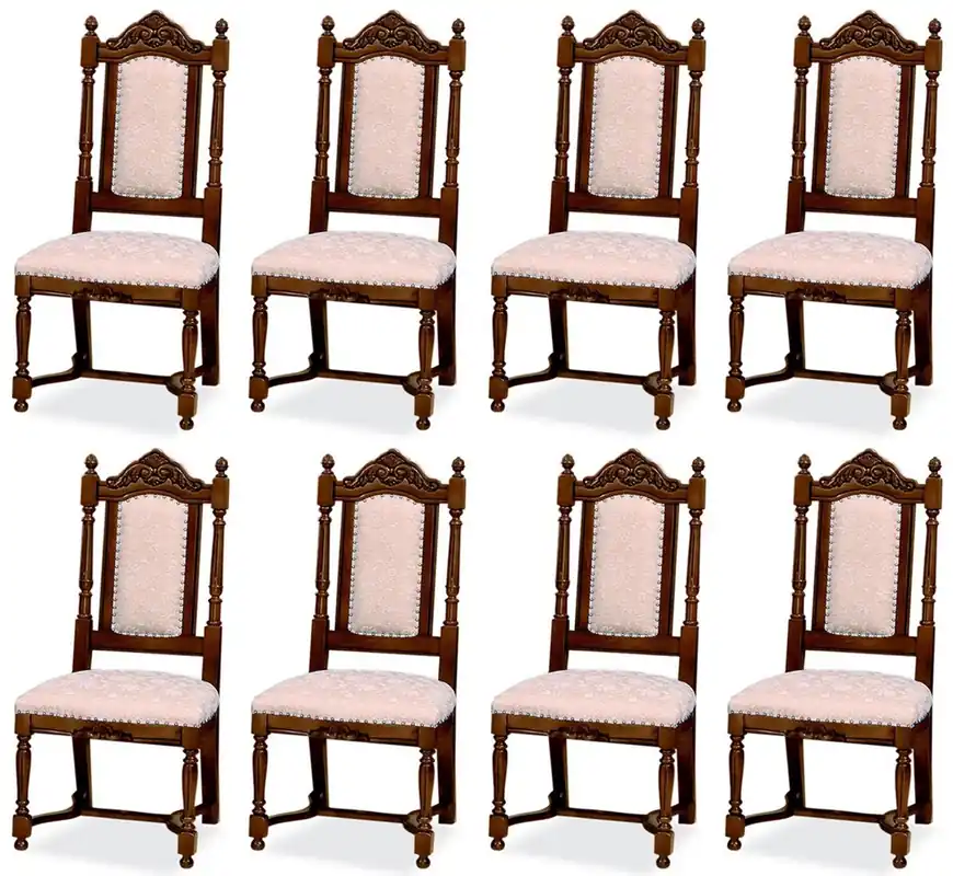 Mega-Angebot Casa Padrino Luxus Barock Esszimmer Stuhl 8er Set Rosa / Weiß / Dunkelbraun - Barockstil Küchen Stühle - Prunkvolle Luxus Esszimmer Möbel im Barockstil - Edel & Prunkvoll