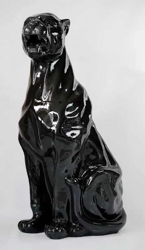 Casa Padrino Luxus XXL Deko Skulptur Panther Schwarz x H. 170 cm - Große Deko Figur - XXL Wohnzimmer Deko - XXL Garten Deko Neuheit