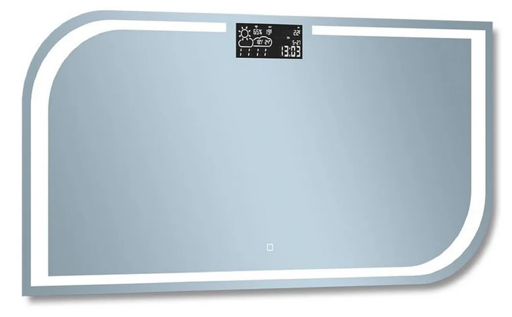 Casa Padrino Luxus Badezimmer Spiegel 120 x 2,5 x H. 60 cm - Wandspiegel mit LED Beleuchtung und integrierter Wetterstation - Luxus Badezimmer Möbel Heißes Angebot