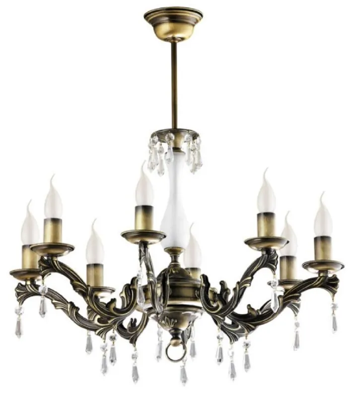 Casa Padrino Luxus Barock Kristall Kronleuchter Messing mit Patina Ø 60 x H. 63 cm - Prunkvoller Wohnzimmer Kronleuchter im Barockstil - Edel & Prunkvoll Expressversand