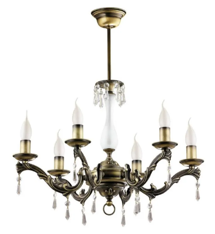 Casa Padrino Luxus Barock Kristall Kronleuchter Messing mit Patina Ø 60 x H. 63 cm - Runder Wohnzimmer Kronleuchter im Barockstil - Edel & Prunkvoll Direktkauf