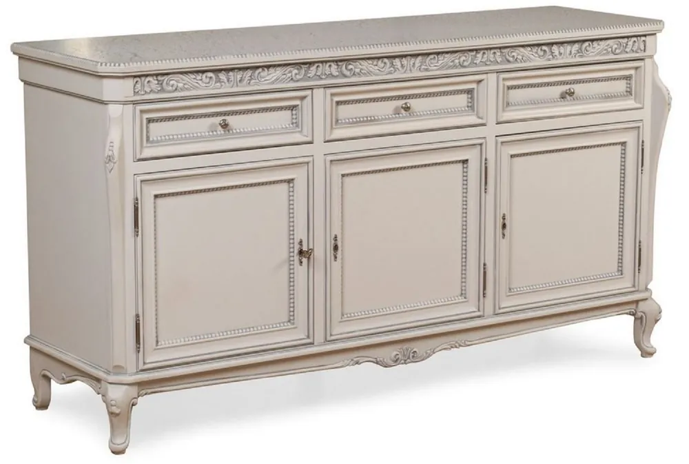 Markenprodukt Casa Padrino Luxus Barock Sideboard Grau - Prunkvoller Massivholz Schrank mit 3 Schubladen und 3 Türen - Luxus Möbel im Barockstil - Barock Möbel - Edel & Prunkvoll