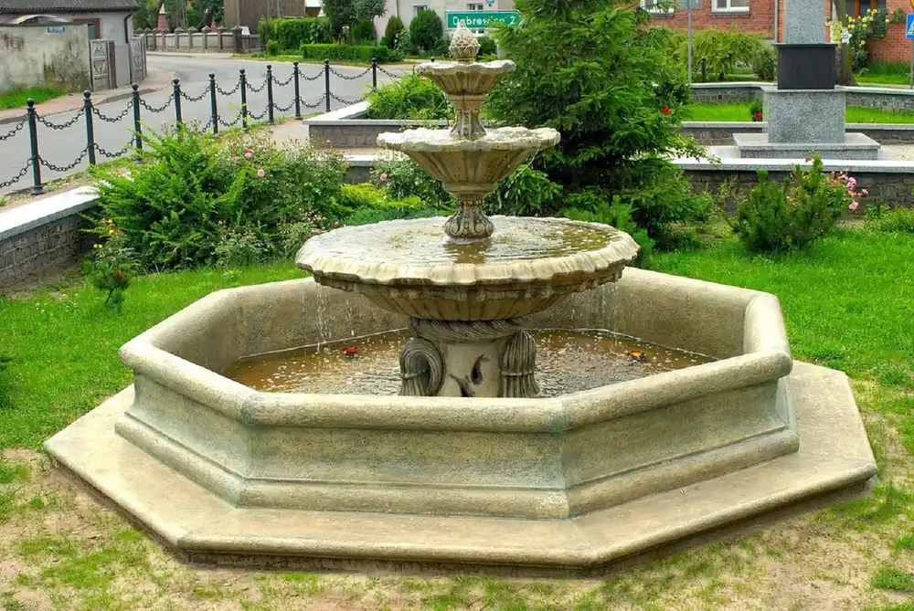 Casa Padrino Barock Springbrunnen mit Umrandung Antik Grau Ø 350 x H. 180 cm - Prunkvoller Barockstil Gartenbrunnen - Gartendeko Barock Brunnen - Barock Garten Deko Accessoires Mega-Angebot