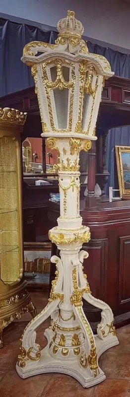 Pompöös by Casa Padrino Barock Laterne Creme / Gold - Pompööse Barock Stehleuchte designed by Harald Glööckler Echt