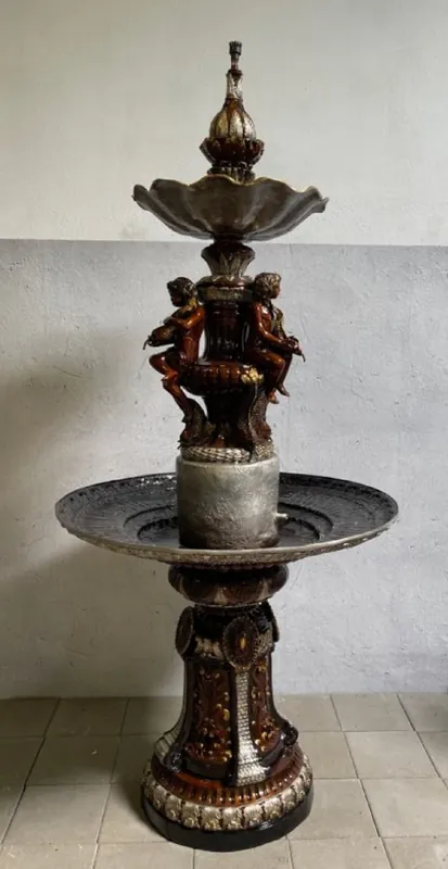 Online Kaufen Casa Padrino Luxus Barock Bronze Springbrunnen Bronze / Gold Ø 110 x H. 244 cm - Prunkvoller Barock Bronze Gartenbrunnen - Barockstil Gartendeko Bronze Brunnen - Barock Garten Deko Accessoires