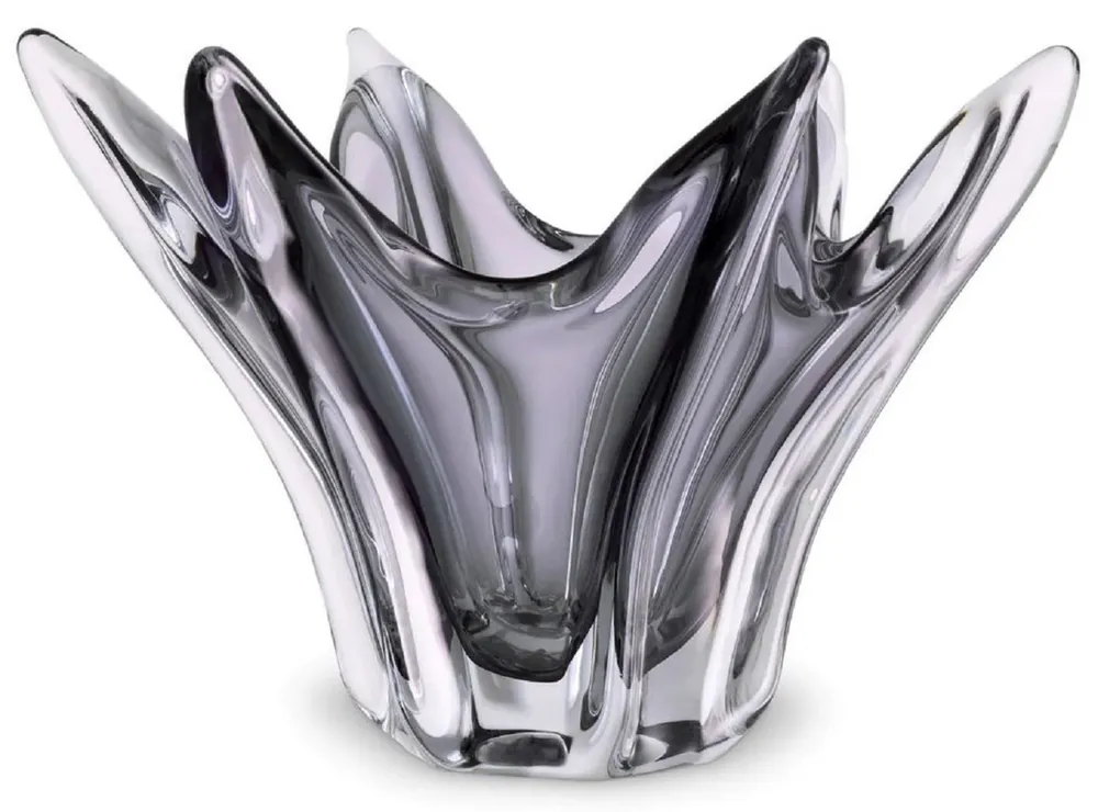 Sofort Bestellen Casa Padrino Luxus Glas Schüssel Grau Ø 36,5 x H. 22,5 cm - Deko Schale aus mundgeblasenem Glas - Deko Accessoires - Luxus Qualität