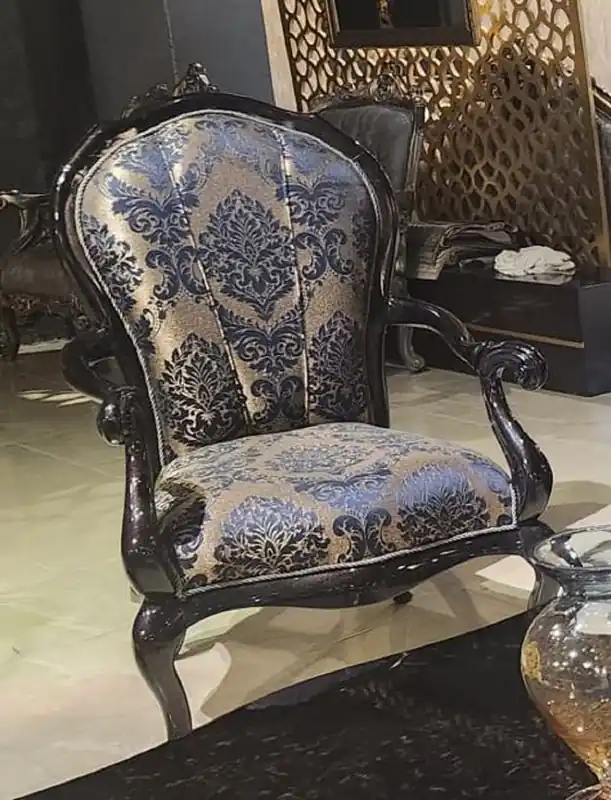 Online Kaufen Casa Padrino Luxus Barock Wohnzimmer Sessel Gold / Blau / Schwarz - Handgefertigter Barockstil Sessel - Luxus Wohnzimmer Möbel im Barockstil - Barock Möbel - Edel & Prunkvoll