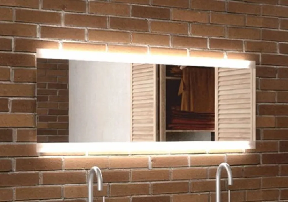 Casa Padrino Luxus Badezimmer Spiegel 120 x 4 x H. 50 cm - Wandspiegel mit LED Hintergrundbeleuchtung - Badezimmer Möbel - Badezimmer Accessoires - Luxus Möbel Neuheit
