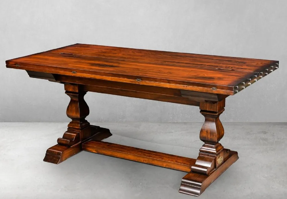 Mega-Angebot Casa Padrino Luxus Vintage Stil Esstisch Braun / Messing 180 x 85 x H. 78 cm - Rechteckiger Massivholz Esszimmertisch mit ausklappbarer Tischplatte - Esszimmer Möbel - Luxus Vintage Stil Möbel