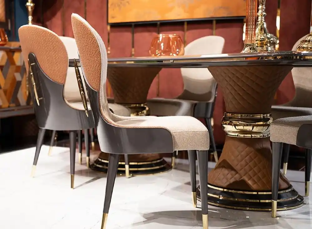 Casa Padrino Luxus Art Deco Esszimmer Stuhl 6er Set Creme / Braun / Grau / Gold - Art Deco Küchenstühle - Luxus Art Deco Esszimmer Möbel Jetzt Kaufen