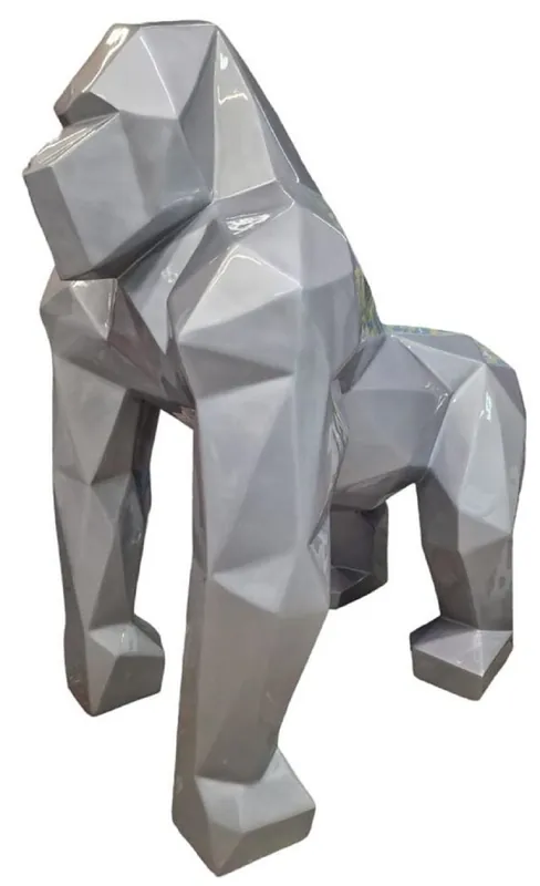 Casa Padrino Luxus Designer Deko Skulptur Gorilla Affe Grau 118 x 78 x H. 128 cm - Riesige Gartenskulptur - XXL Deko Skulptur - XXL Deko Figur - Abstrakte Luxus XXL Tierfigur Geprüft