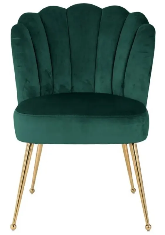 Casa Padrino Luxus Samt Esszimmer Stuhl Grün / Gold 66 x 64 x H. 86 cm - Küchenstuhl mit Samtsoff - Esszimmer Möbel - Küchen Möbel - Luxus Möbel Aktuell