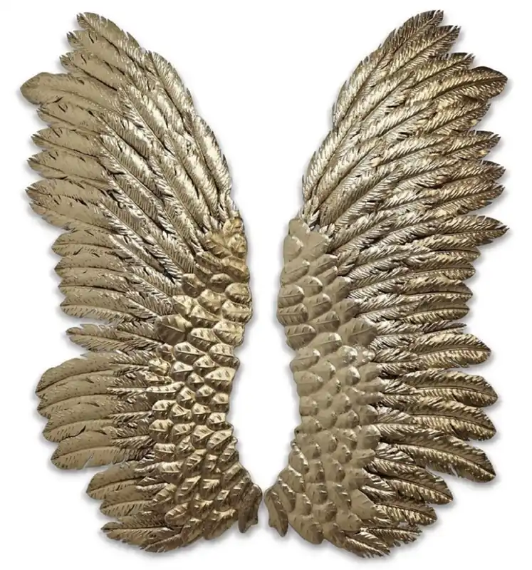 Expressversand Casa Padrino Luxus Wanddeko Engelsflügel Gold 44,5 x 4,4 x H. 115,6 cm - Dekorative Metall Flügel - Deko Accessoires