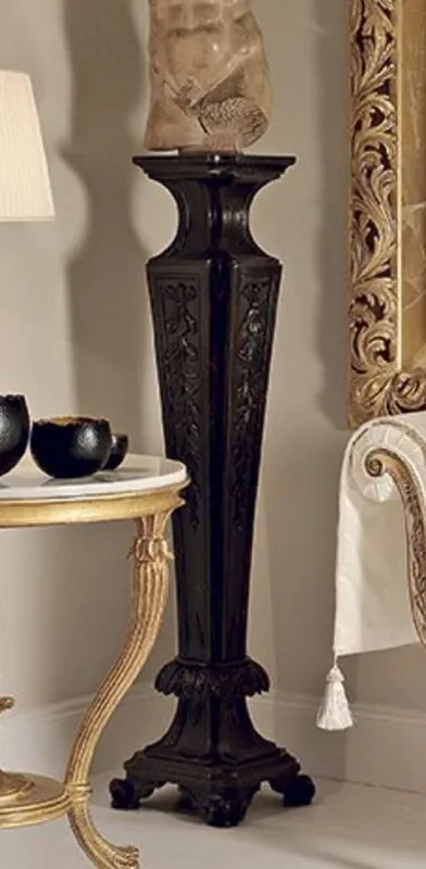 Casa Padrino Luxus Barock Säule Schwarz - Prunkvolle Massivholz Deko Säule - Hotel Möbel - Schloss Möbel - Wohnzimmer Möbel - Luxus Qualität - Made in Italy Finale Aktion