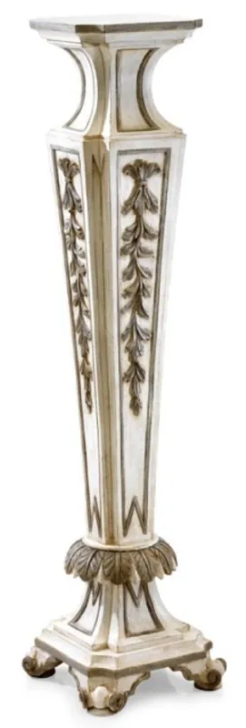 Casa Padrino Luxus Barock Säule Cremeweiß / Gold - Prunkvolle Massivholz Deko Säule - Hotel Möbel - Schloss Möbel - Wohnzimmer Möbel - Luxus Qualität - Made in Italy Begrenztes Angebot