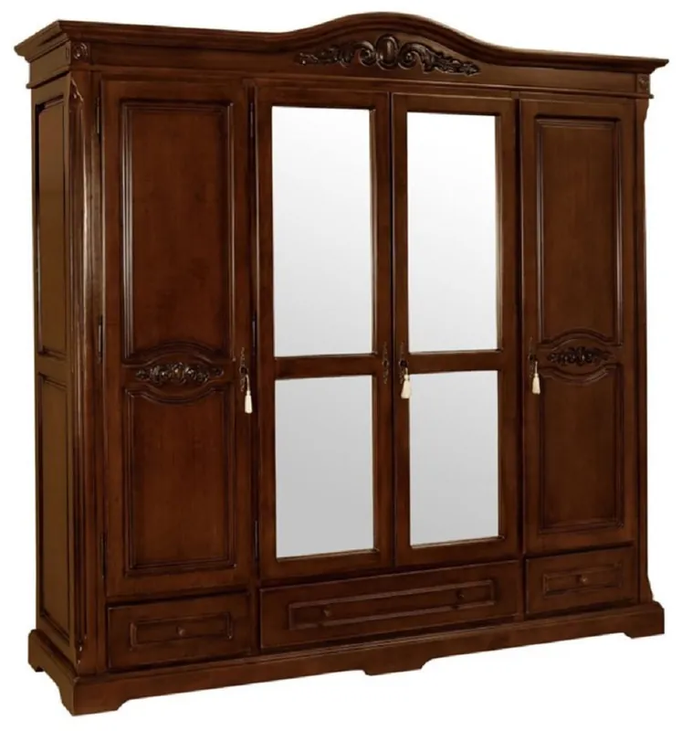 Direkt Vom Hersteller Casa Padrino Luxus Barock Schlafzimmerschrank Braun - Prunkvoller Massivholz Schrank mit 4 Türen und 3 Schubladen - Barock Kleiderschrank - Barock Schlafzimmer Möbel