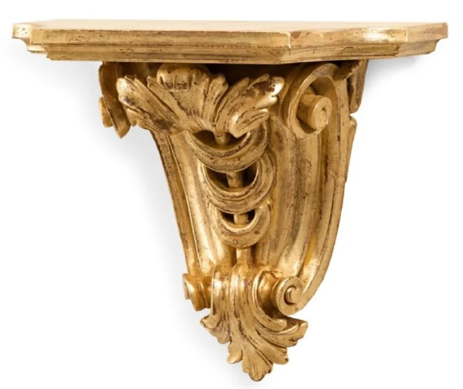 Direktkauf Casa Padrino Luxus Barock Wandkonsole Antik Gold - Barockstil Massivholz Wanddeko Konsole - Italienische Barock Wanddeko - Barock Möbel - Luxus Qualität - Made in Italy