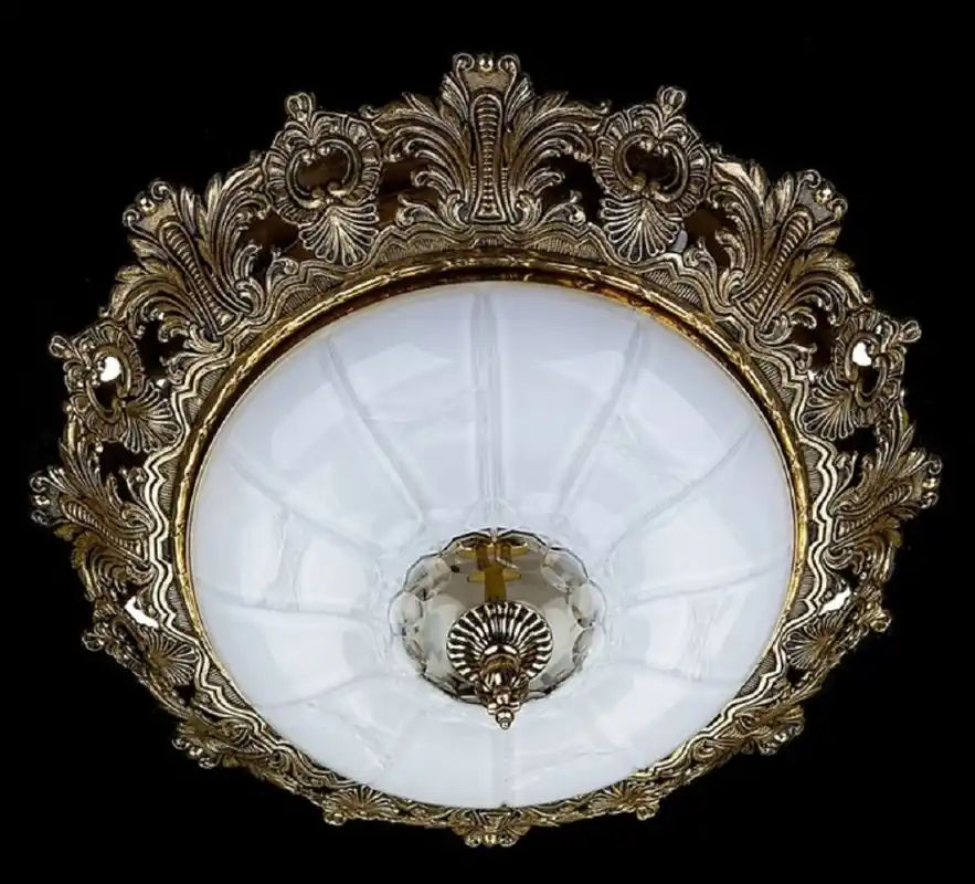 Direkt Vom Hersteller Casa Padrino Luxus Barock Deckenleuchte Antik Messing / Gold / Weiß Ø 47 x H. 21 cm - Prunkvolle Barockstil Deckenlampe - Barock Leuchten