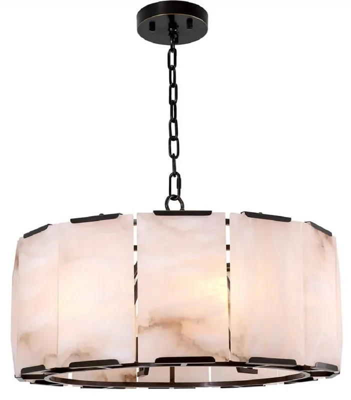 Casa Padrino Luxus Kronleuchter Bronze / Alabaster Ø 62 x H. 36 cm - Runder Wohnzimmer Kronleuchter - Luxus Leuchten - Luxus Qualität Günstig