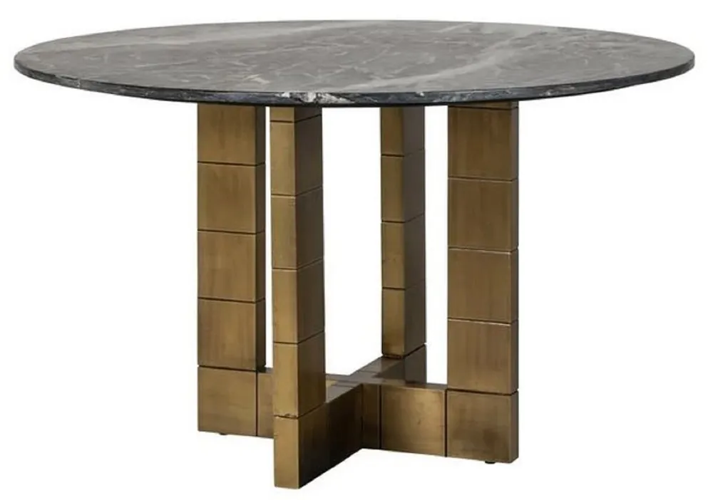 Heißes Angebot Casa Padrino Luxus Esstisch Schwarz / Gold Ø 130 x H. 76 cm - Runder Küchentisch mit Marmorplatte - Esszimmer Möbel - Luxus Möbel