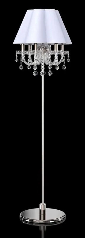 Casa Padrino Luxus Barock Kristall Stehleuchte Silber / Weiß Ø 45 x H. 160 cm - Prunkvolle Stehlampe mit Böhmischem Kristallglas - Barock Kristall Leuchten - Luxus Qualität Online Kaufen