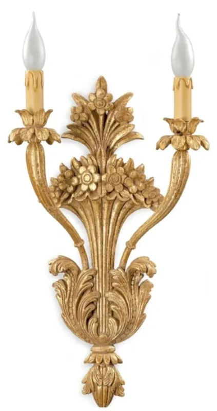 Casa Padrino Luxus Barock Doppel Wandleuchte Antik Gold 29 x 14 x H. 56 cm - Prunkvolle Wandlampe im Barockstil - Barock Leuchten - Luxus Qualität - Made in Italy Billig