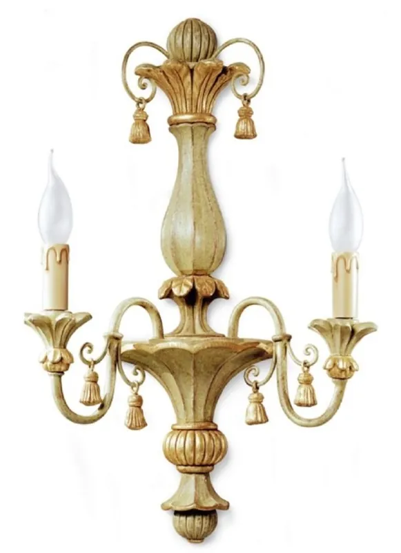Ausverkauf Casa Padrino Luxus Barock Doppel Wandleuchte Antik Hellgrün / Antik Gold 38 x 17 x H. 59 cm - Prunkvolle Wandlampe im Barockstil - Barock Leuchten - Luxus Qualität - Made in Italy