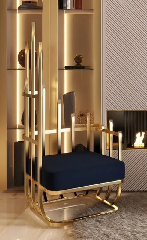 Solange Der Vorrat Reicht Casa Padrino Luxus Designer Sessel linke Seite Schwarz / Gold 68 x 68 x H. 153 cm - Wohnzimmer Möbel - Hotel Möbel - Luxus Möbel
