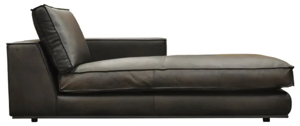 Garantierte Lieferung Casa Padrino Luxus Leder Chaiselongue Linke Seite Schwarz 106 x 186 x H. 83 cm - Echtleder Liegesessel - Relexliege - Recamiere - Wohnzimmer Möbel - Luxus Möbel