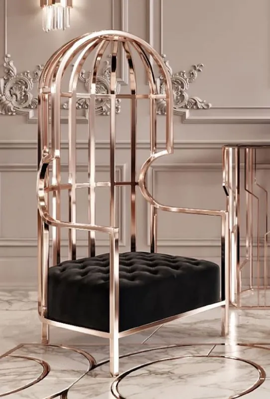 Solange Der Vorrat Reicht Casa Padrino Luxus Sessel Schwarz / Kupfer 78 x 78 x H. 156 cm - Wohnzimmer Sessel - Hotel Sessel - Wohnzimmer Möbel - Hotel Möbel - Luxus Möbel