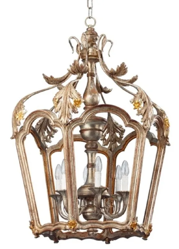Direkt Vom Hersteller Casa Padrino Luxus Barock Wohnzimmer Hängeleuchte Antik Silber 71 x 71 x H. 95 cm - Handgefertigte Barockstil Pendelleuchte - Luxus Qualität - Made in Italy - Edel & Prunkvoll