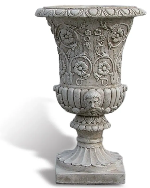 Casa Padrino Luxus Barock Blumentopf Antik Grau Ø 49 x H. 78 cm - Handgefertigter Barockstil Pflanzentopf aus hochwertigem Carrara Marmorkies - Barock Garten Deko - Luxus Qualität - Made in Italy Direkt Vom Hersteller