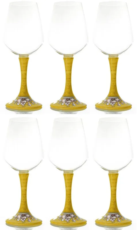 Angebot Casa Padrino Luxus Weinglas 6er Set Gelb / Mehrfarbig H. 23,5 cm - Handgefertigte & handbemalte Weingläser - Hotel & Restaurant Accessoires - Luxus Qualität - Made in Italy